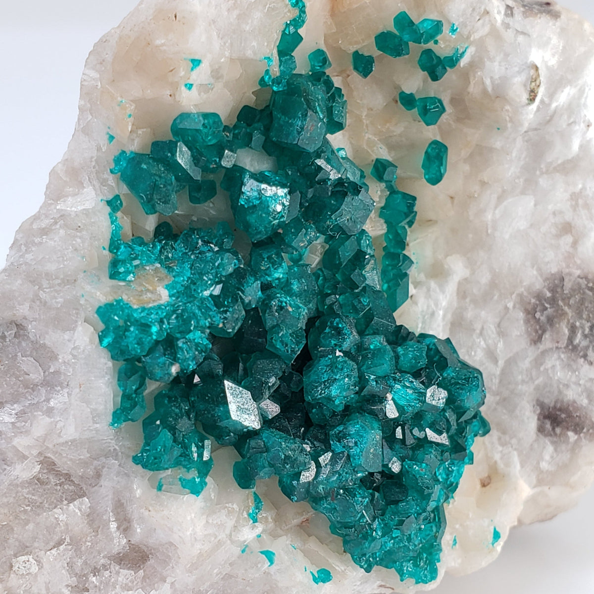  Dioptase on Calcite | Emerald Green Crystals | 116.72 Gr | Tsumeb Mine, Otavi, Namibia 5