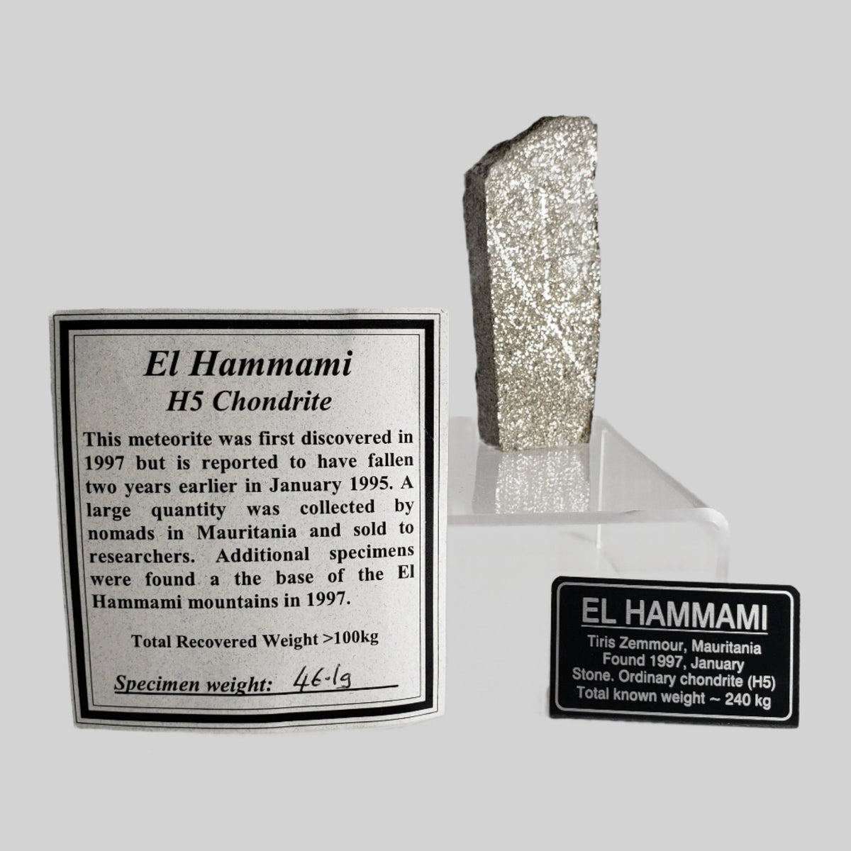  El Hammami Meteorite | 46.1gr | Fresh H5 1997 Slice | Tiris Zemmour, Mauritania 7