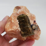  Fluorapatite Crystal on Calcite Matrix | 304 grams | Yates Mine, Quebec, Canada 1