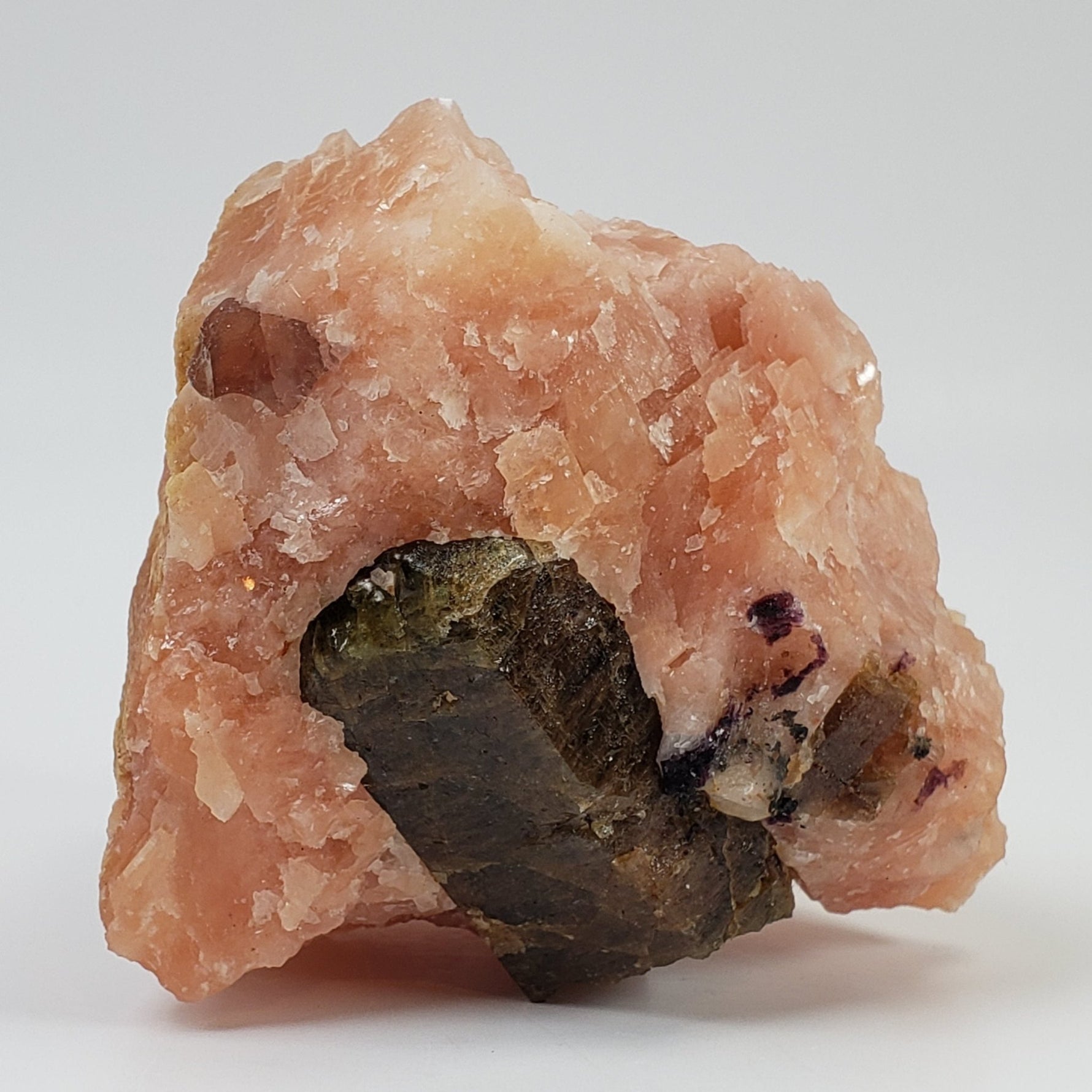  Fluorapatite Crystal on Calcite Matrix | 304 grams | Yates Mine, Quebec, Canada 3