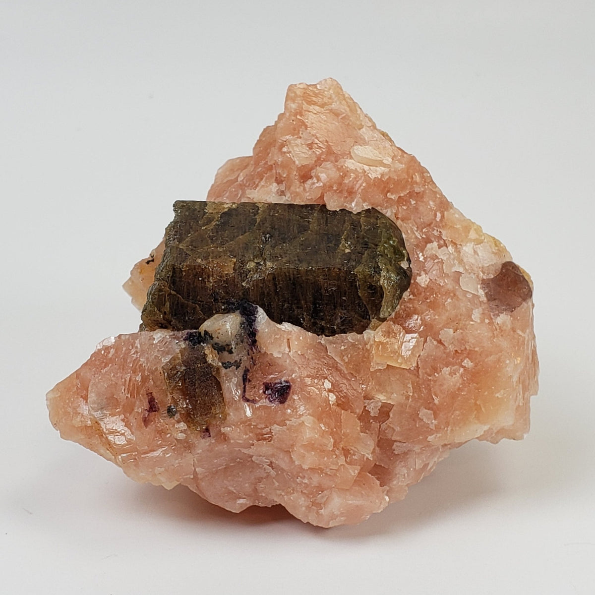  Fluorapatite Crystal on Calcite Matrix | 304 grams | Yates Mine, Quebec, Canada 5