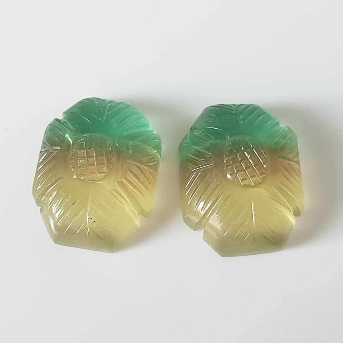  Fluorite | Carved Fluorite | Tri Color | 18x14mm 16ct 2