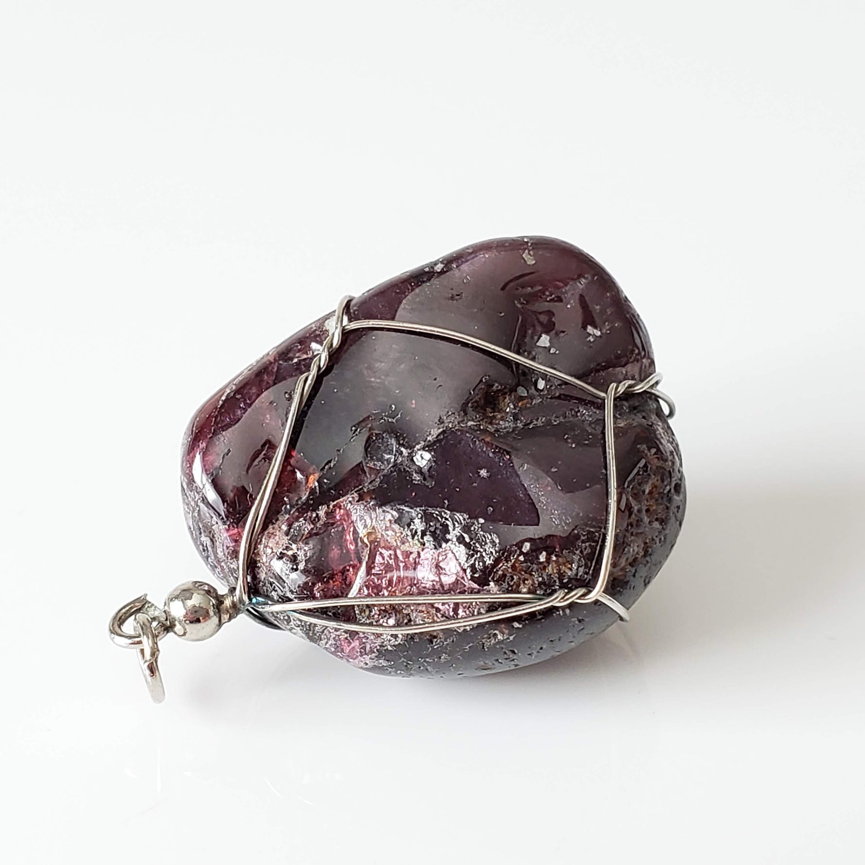  Garnet Pendant | 925 Silver Wire Wrapped Pendant | Natural Tumbled Garnet 1