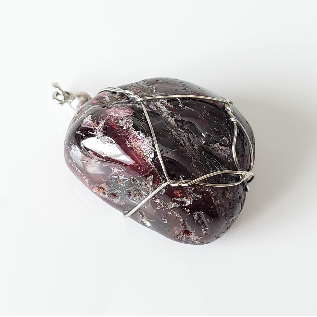  Garnet Pendant | 925 Silver Wire Wrapped Pendant | Natural Tumbled Garnet 3