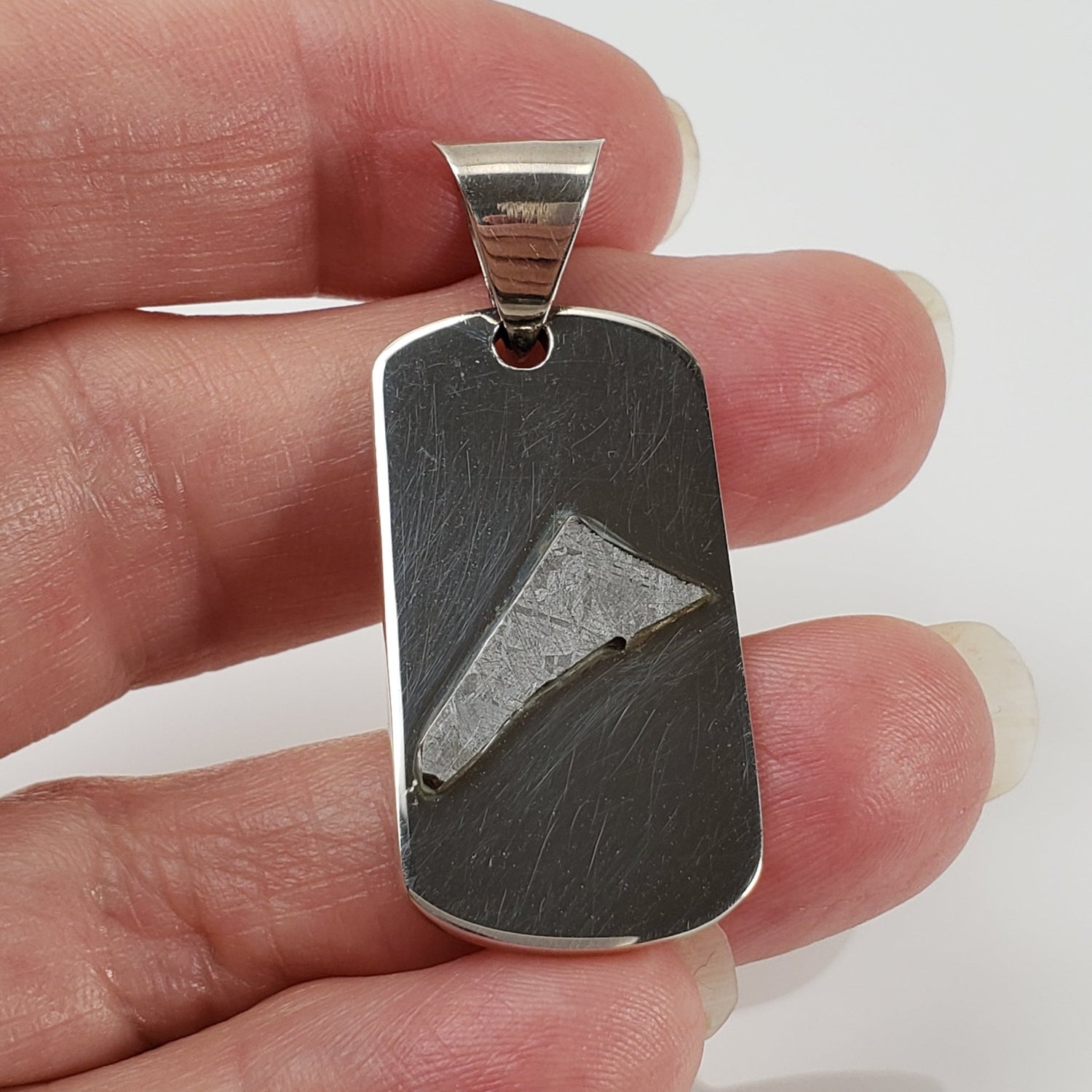  Gibeon Meteorite Pendant | Etched Part Slice on Sterling Silver 