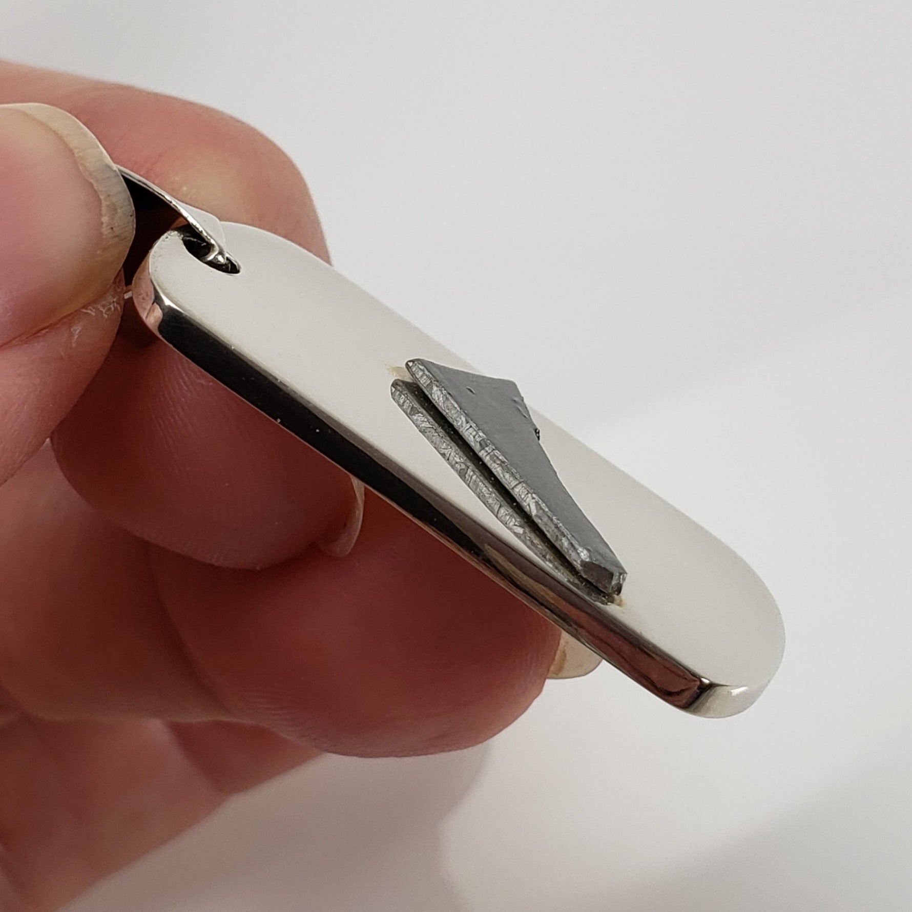  Gibeon Meteorite Pendant | Etched Part Slice on Sterling Silver 1