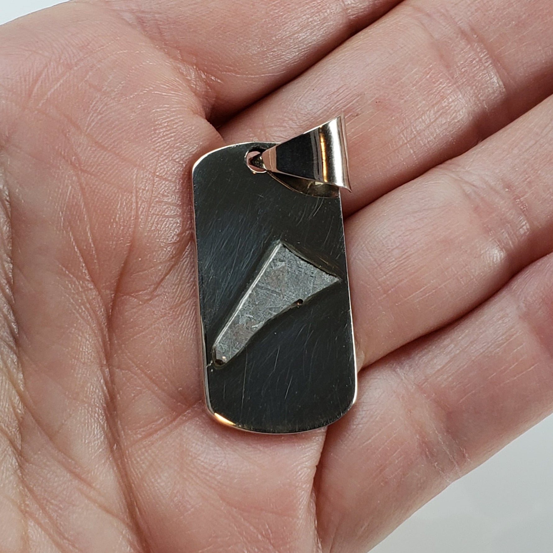  Gibeon Meteorite Pendant | Etched Part Slice on Sterling Silver 4