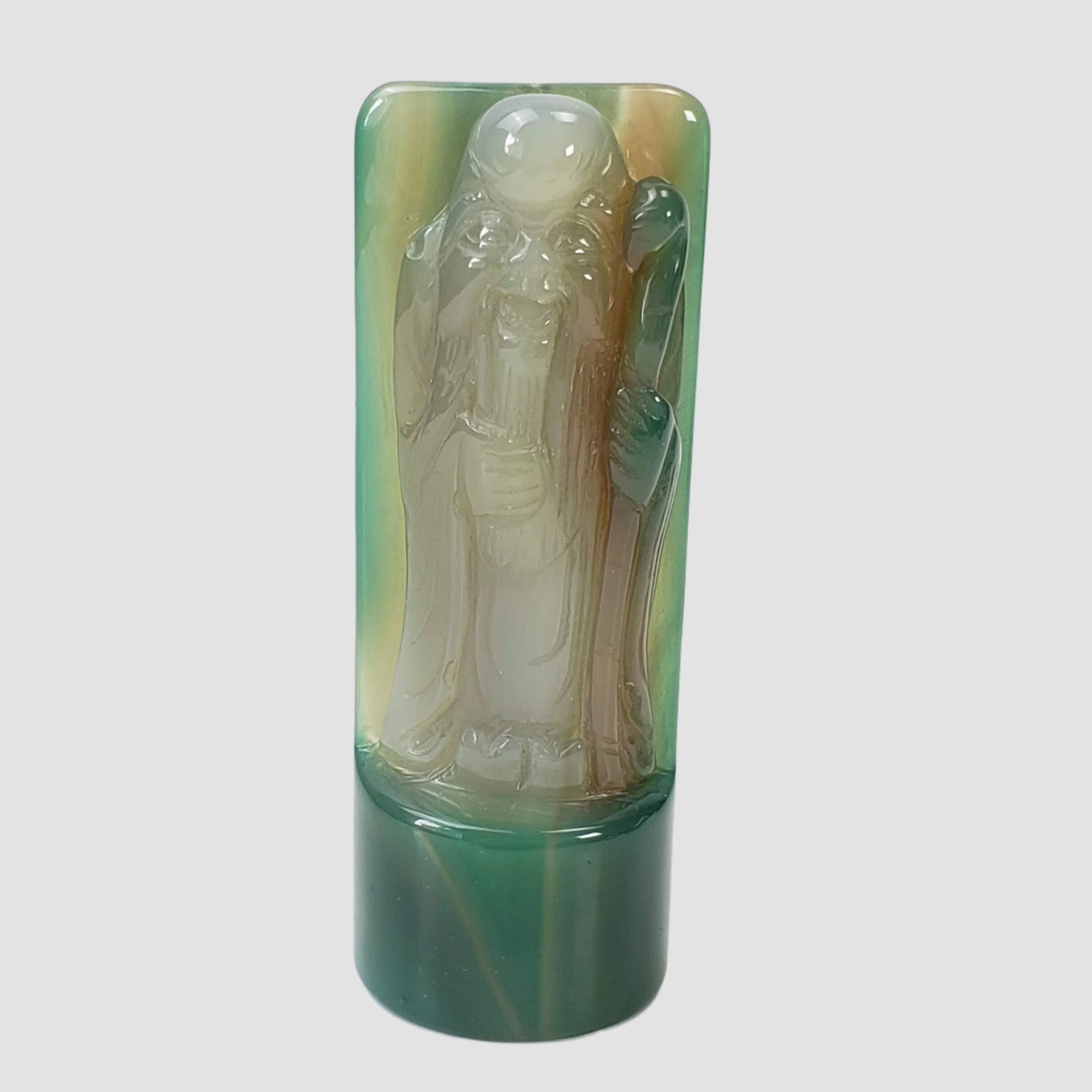  God of Longevity | Unheated Natural Agate | Hand Carved Amulet | 115 grams | China 
