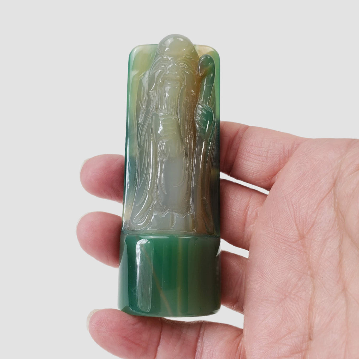  God of Longevity | Unheated Natural Agate | Hand Carved Amulet | 115 grams | China 3