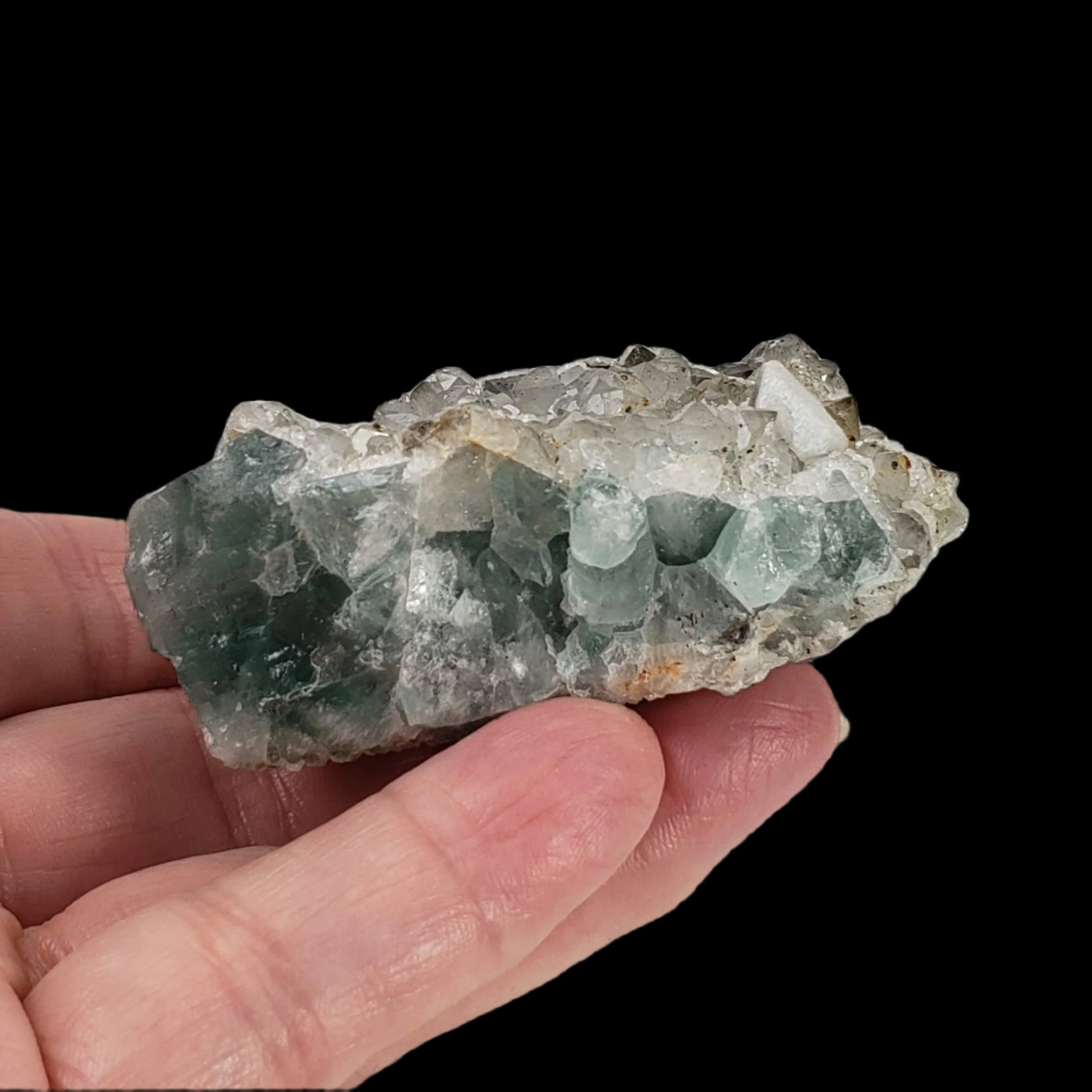  Gray Calcite on Green Crystal Matrix | 153.7 gr | Morocco 4
