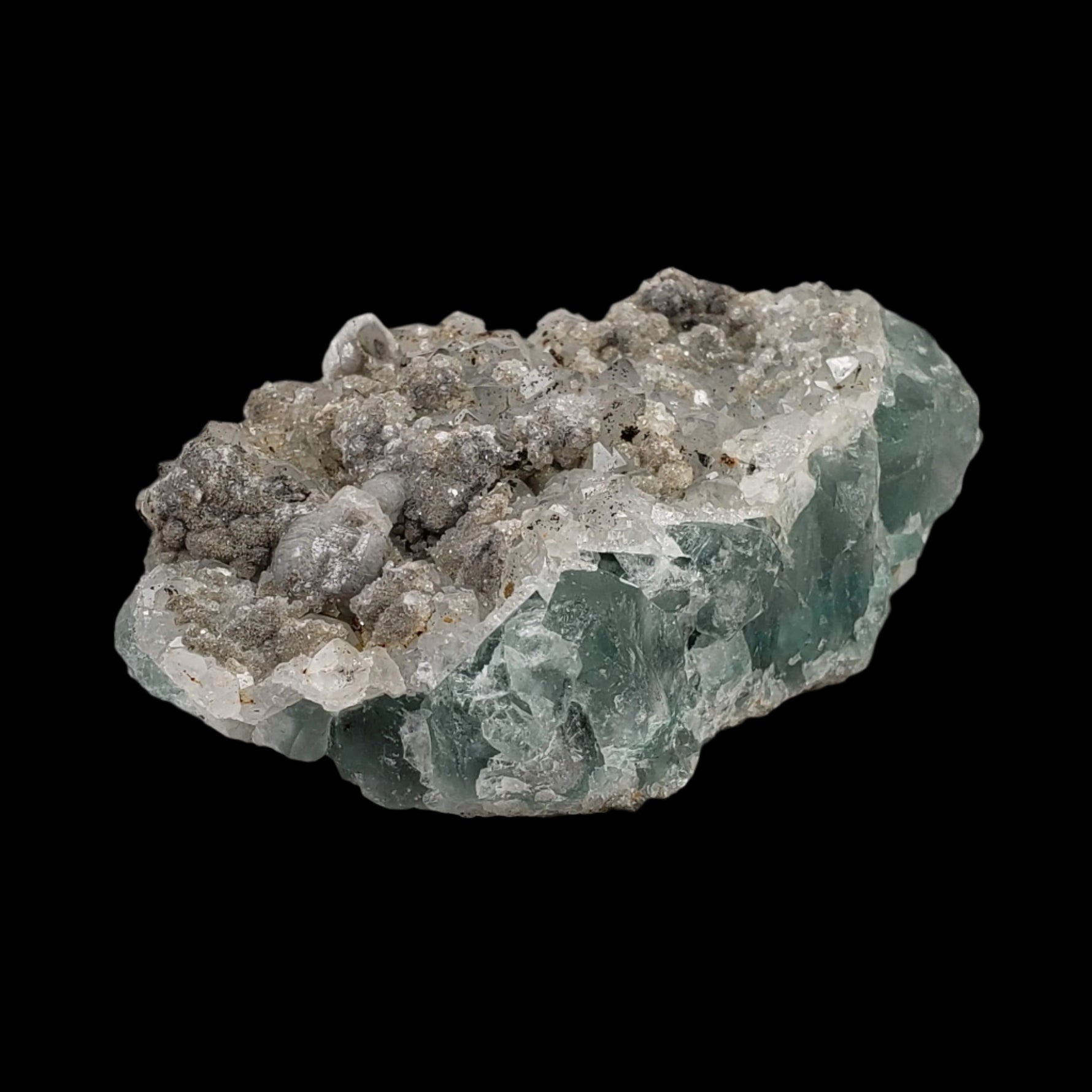  Gray Calcite on Green Crystal Matrix | 153.7 gr | Morocco 