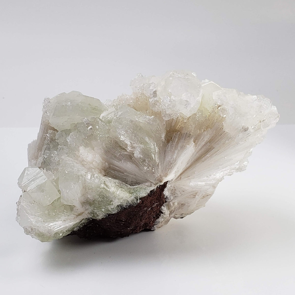  Green Apophyllite Crystal on Acicular Scolecite matrix | 964 gr | Panvel, India 4