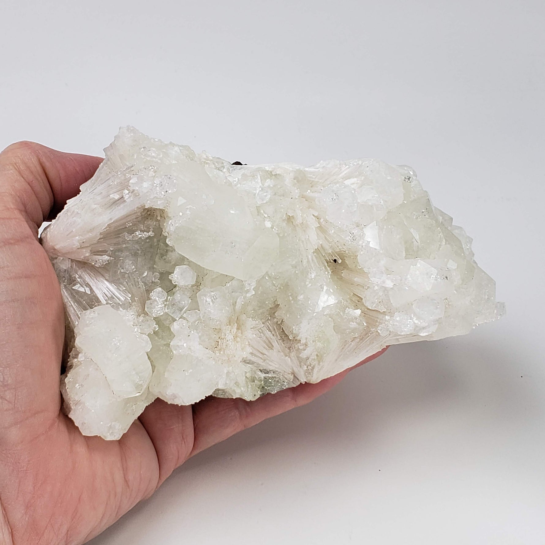  Green Apophyllite Crystal on Acicular Scolecite matrix | 964 gr | Panvel, India 10