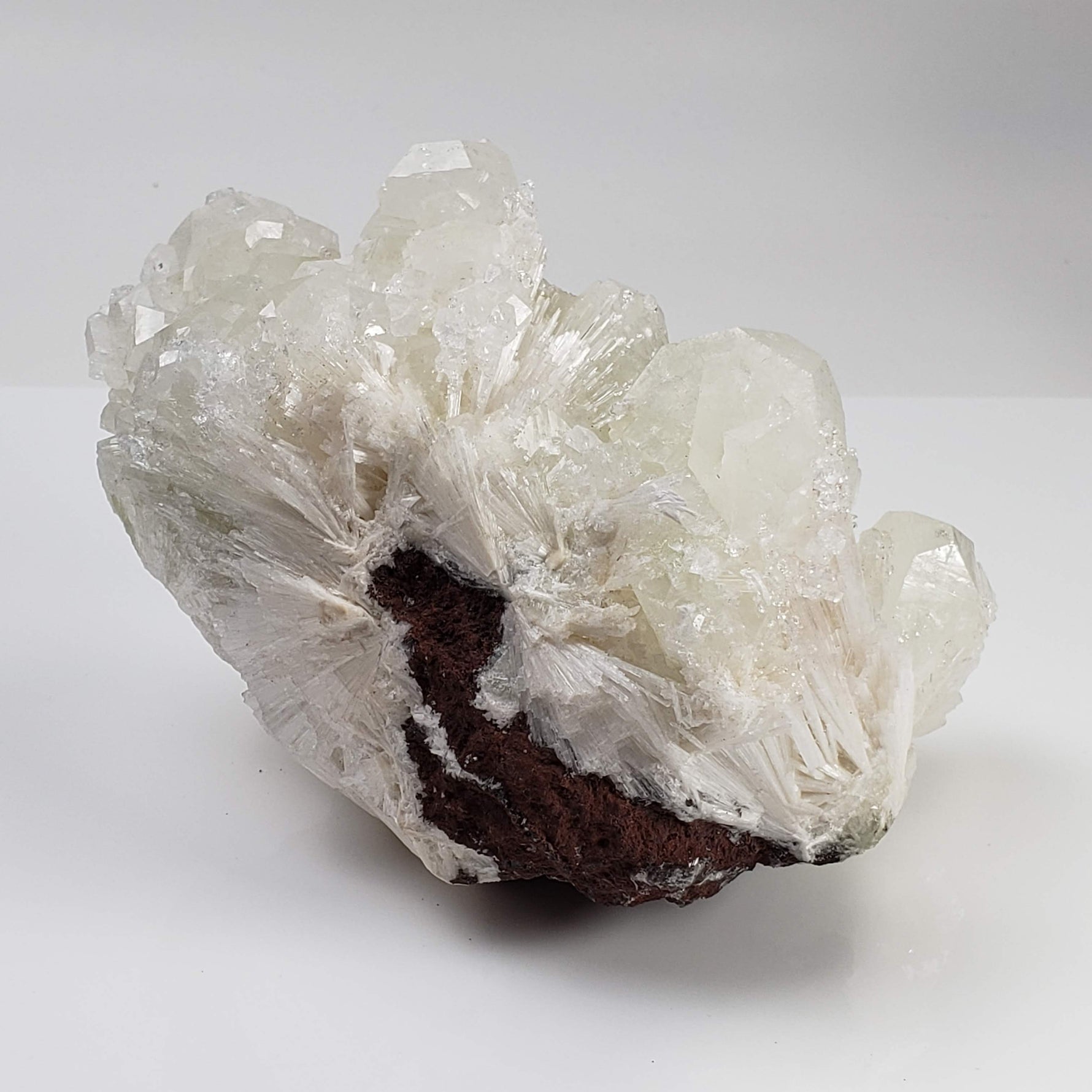  Green Apophyllite Crystal on Acicular Scolecite matrix | 964 gr | Panvel, India 8