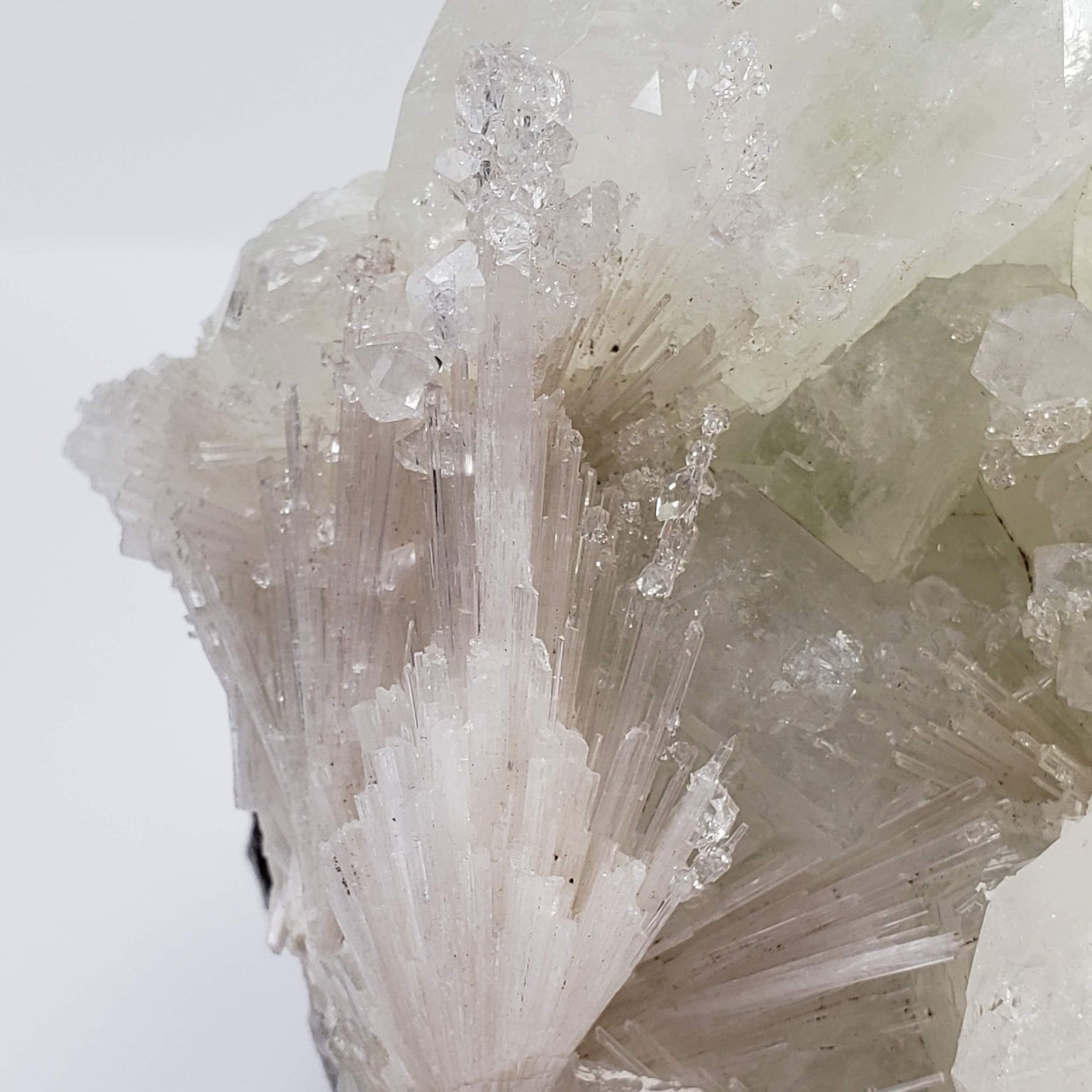  Green Apophyllite Crystal on Acicular Scolecite matrix | 964 gr | Panvel, India 5