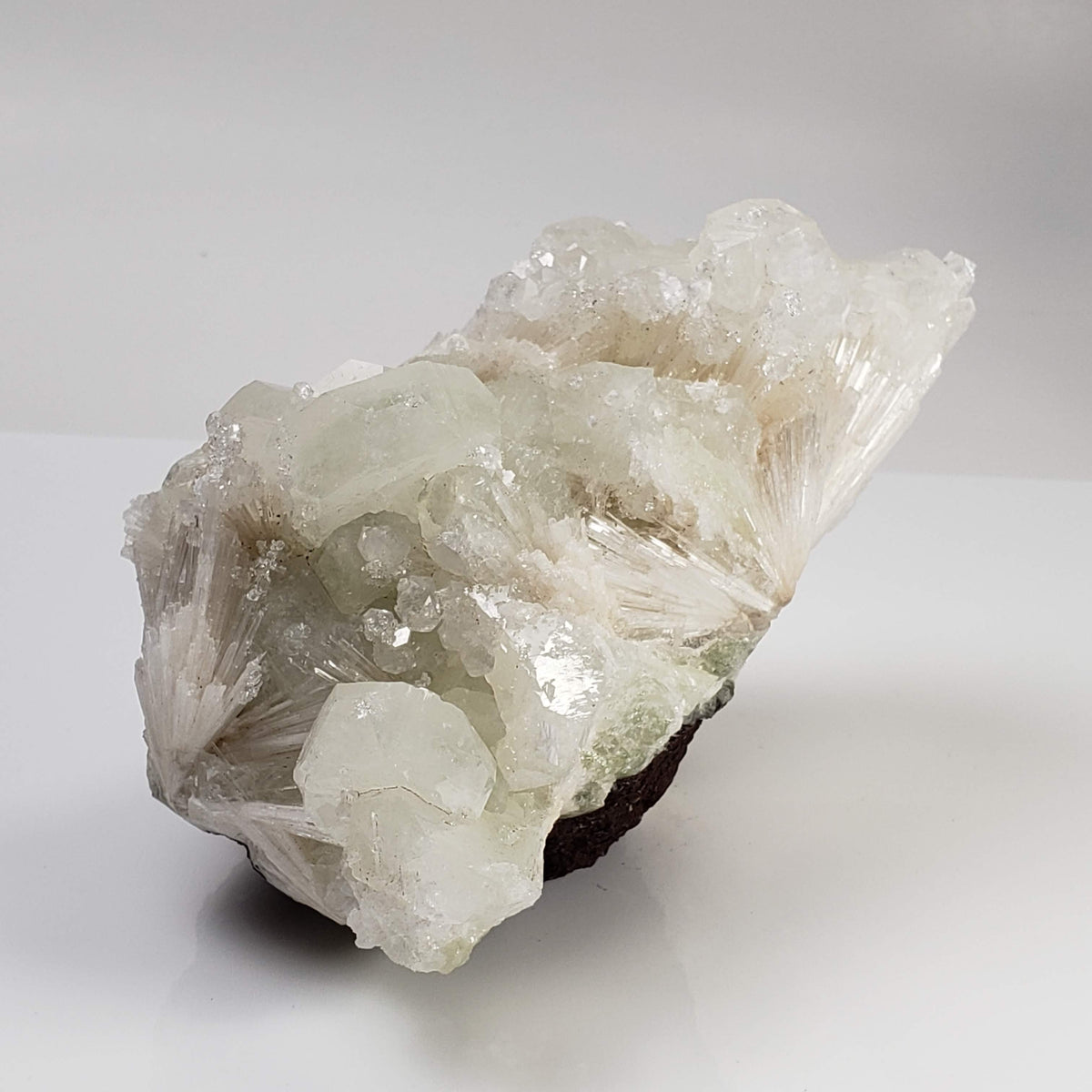  Green Apophyllite Crystal on Acicular Scolecite matrix | 964 gr | Panvel, India 3