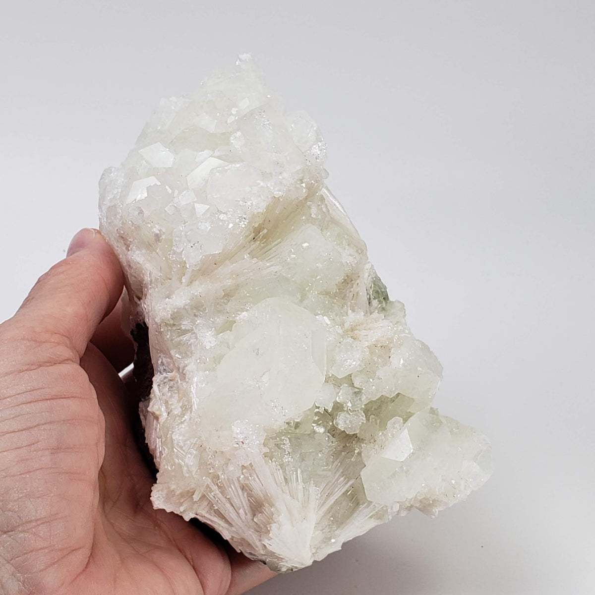  Green Apophyllite Crystal on Acicular Scolecite matrix | 964 gr | Panvel, India 9