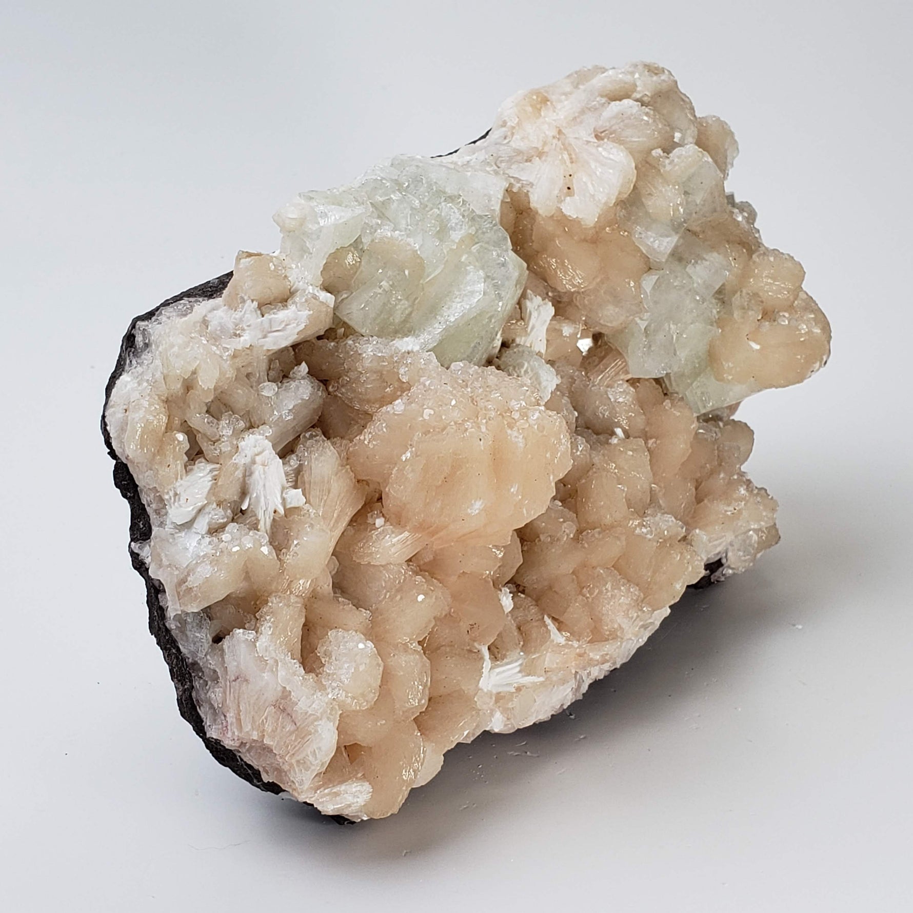  Green Apophyllite on Stilbite with Laumontite | 1.73 kg | Panvel, India 5