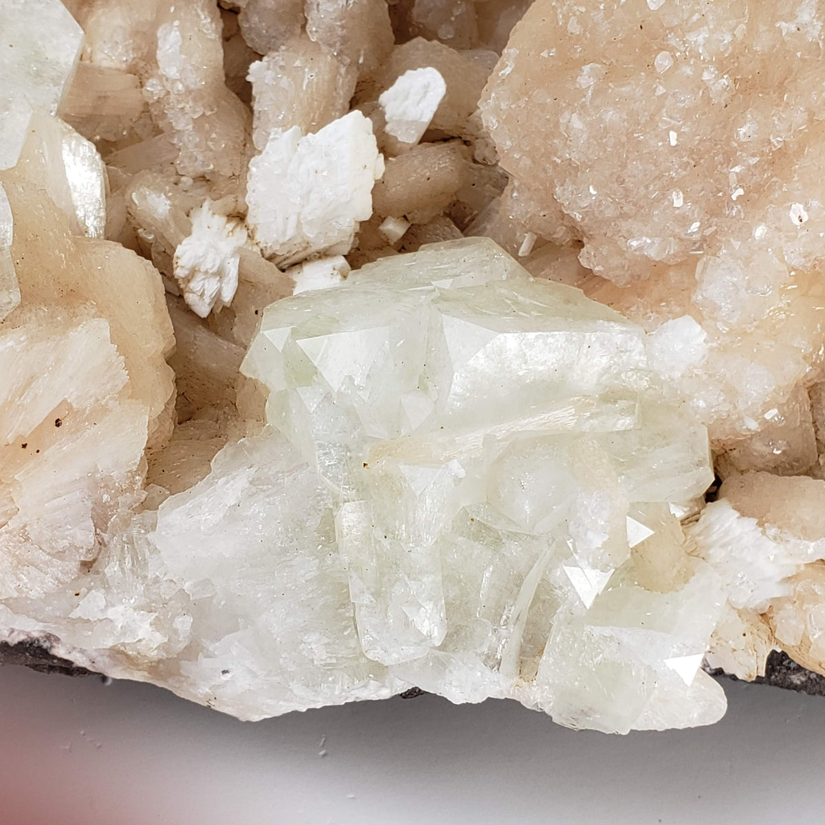  Green Apophyllite on Stilbite with Laumontite | 1.73 kg | Panvel, India 8