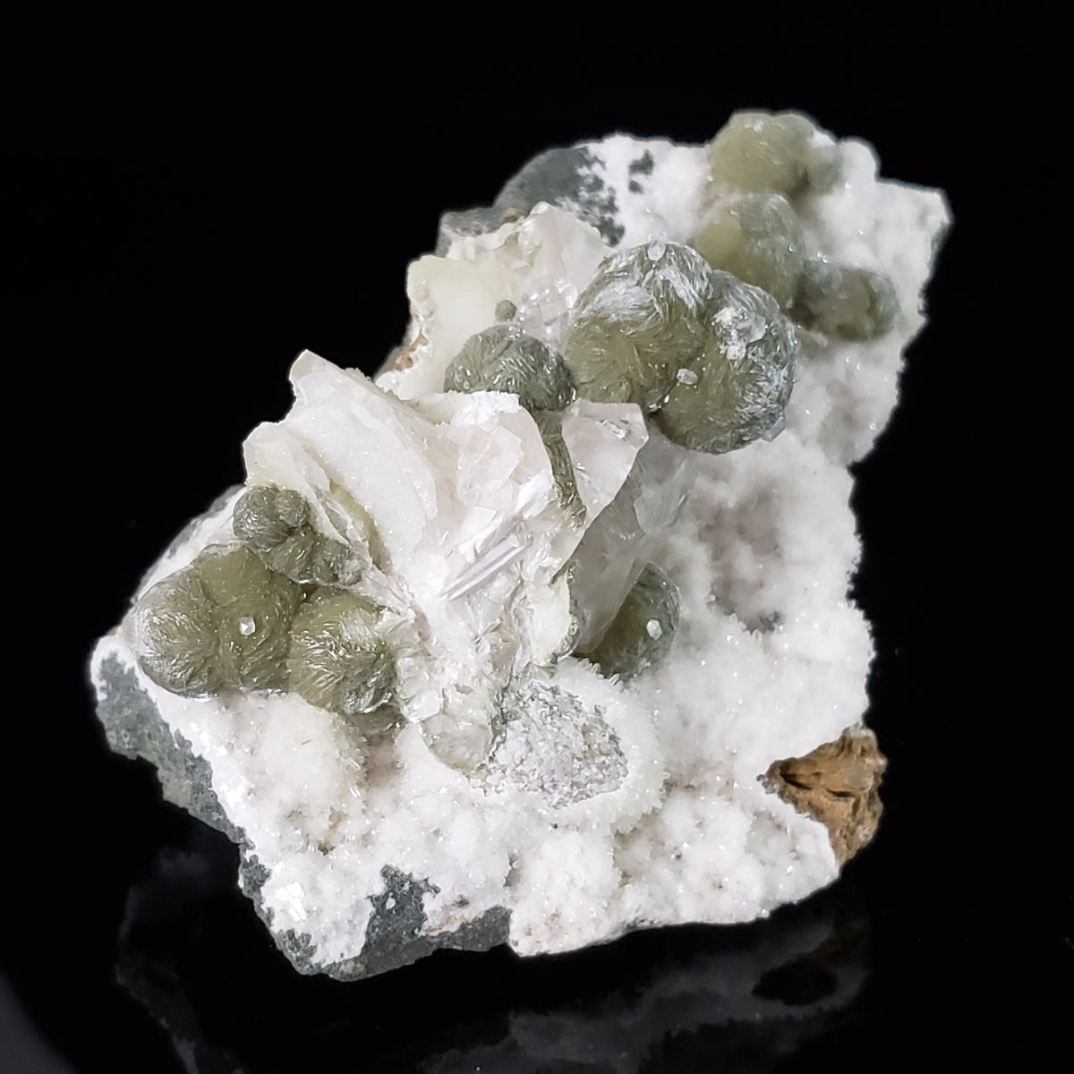  Gyrolite with Calcite on Quartz Matrix | 240 gr | Dindoshi, India 