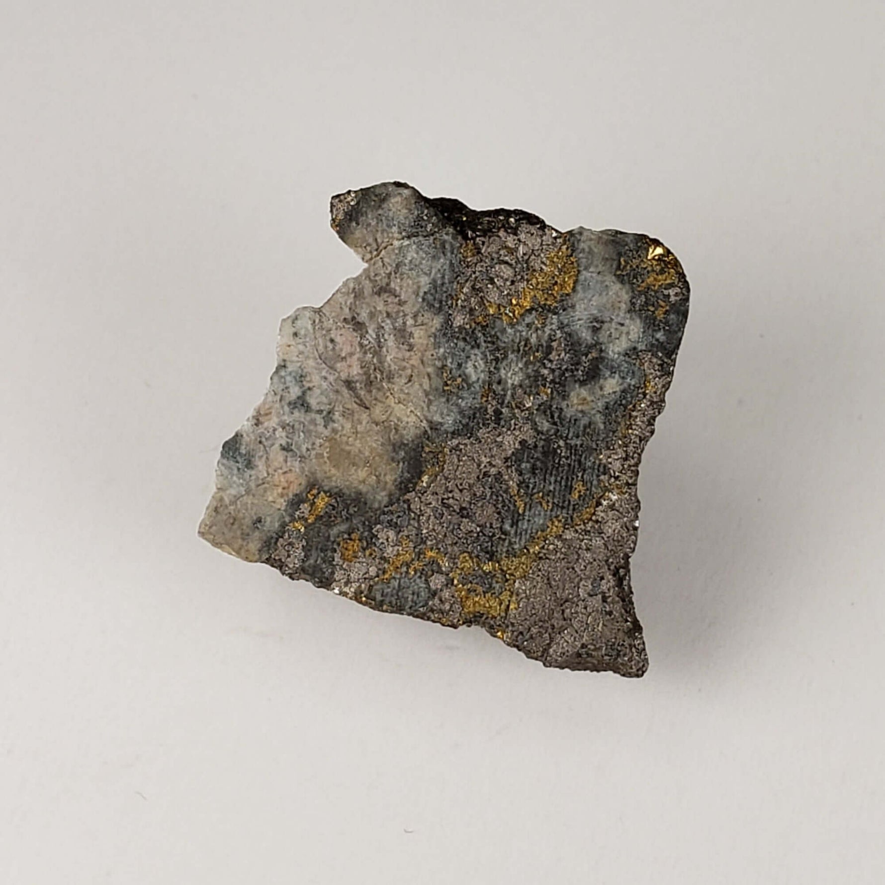  Impact Breccia Slice | 6.12 Grams | Golden Metal Veining Impactite | Sudbury Structure, Canada | SO24 2