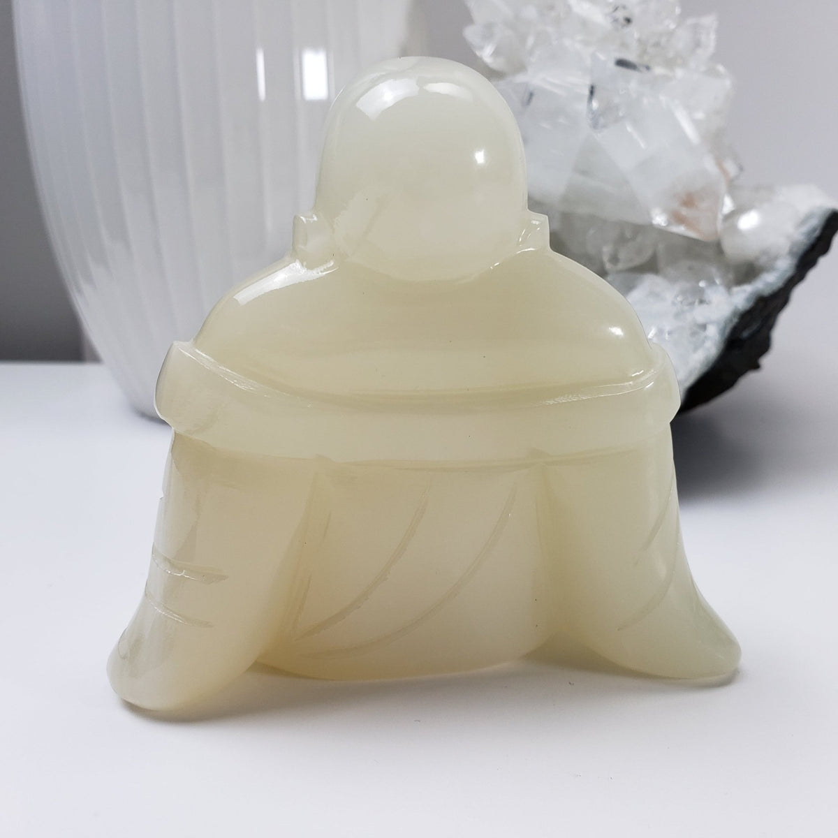  Jade Buddha Carving | White Jade | 450gr | Hand Carved | China 2