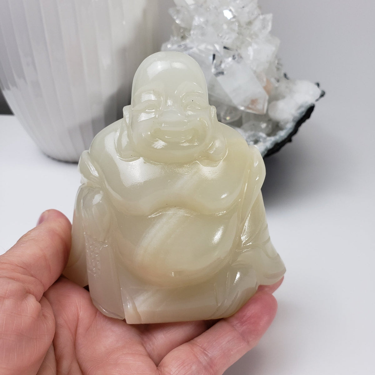  Jade Buddha Carving | White Jade | 450gr | Hand Carved | China 