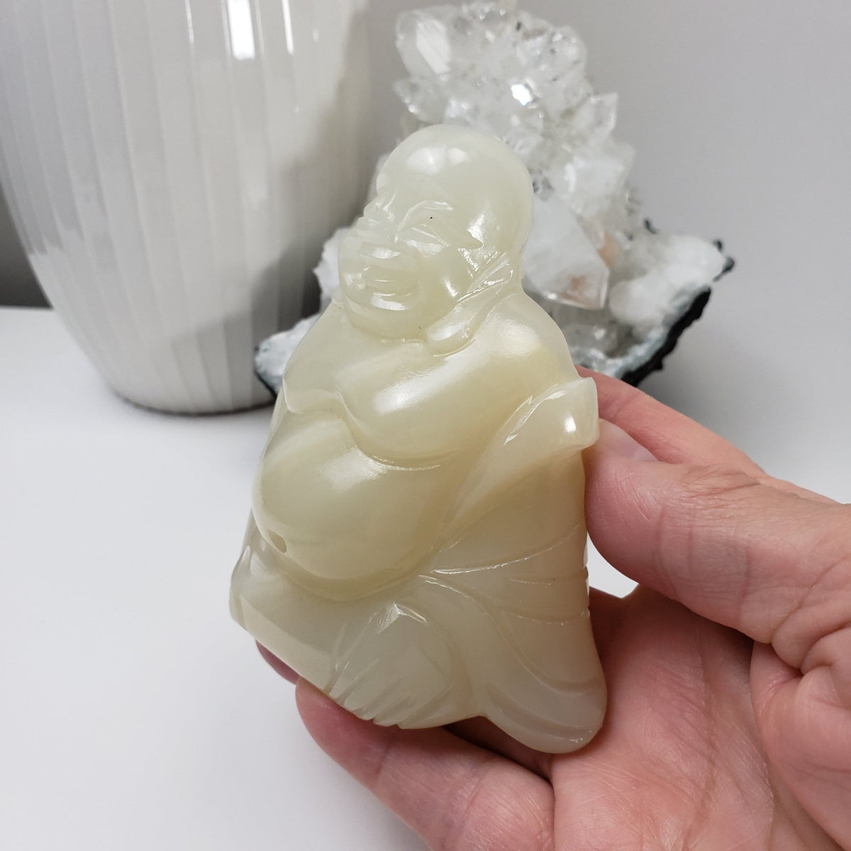  Jade Buddha Carving | White Jade | 450gr | Hand Carved | China 3