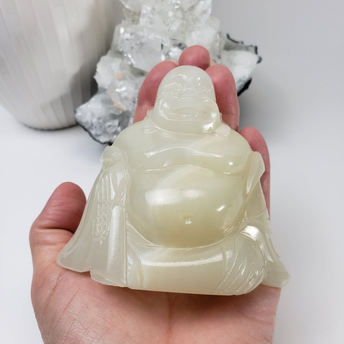  Jade Buddha Carving | White Jade | 450gr | Hand Carved | China 5