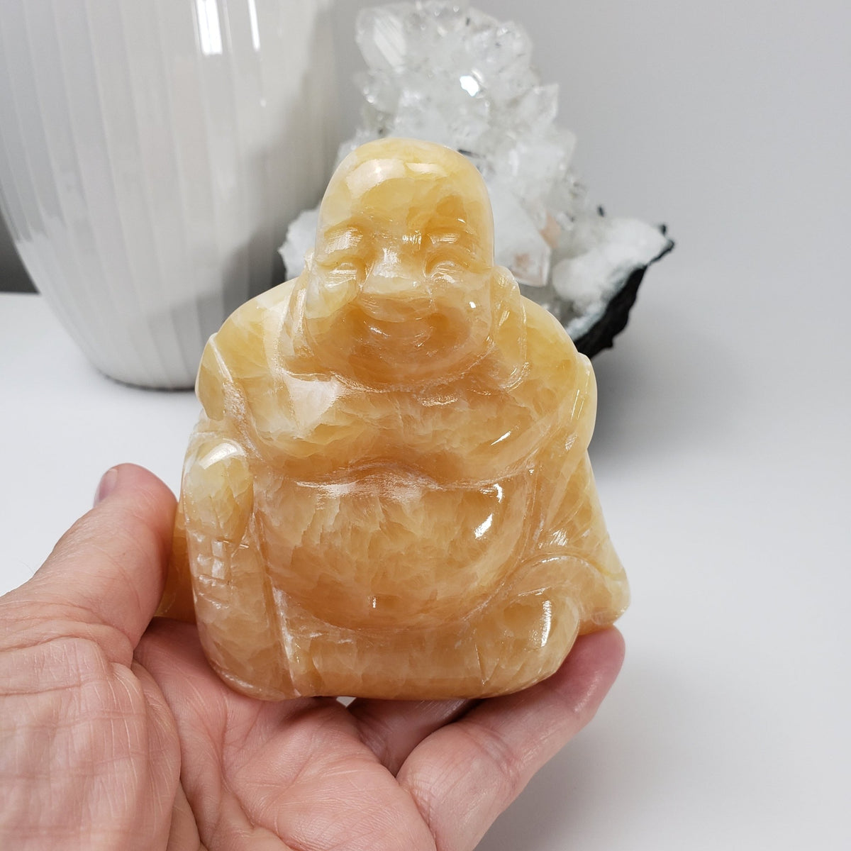  Jade Buddha Carving | Yellow Jade | 437 gr | Hand Carved | China 