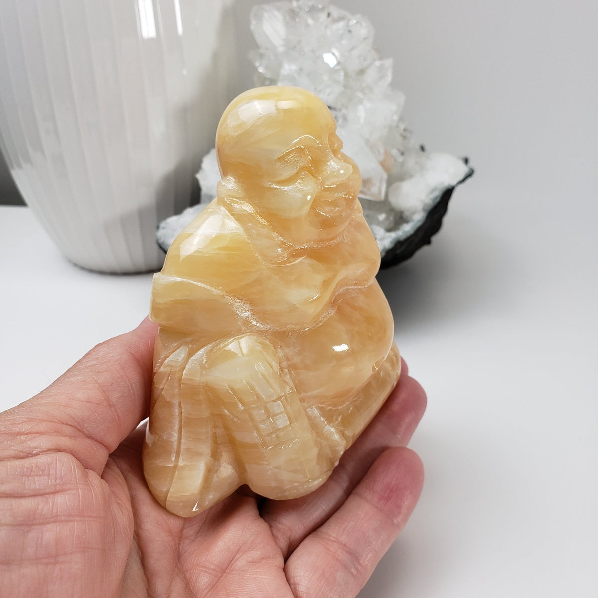  Jade Buddha Carving | Yellow Jade | 437 gr | Hand Carved | China 3