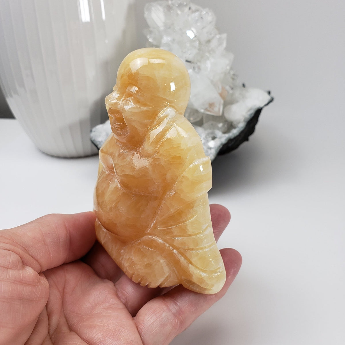  Jade Buddha Carving | Yellow Jade | 437 gr | Hand Carved | China 4