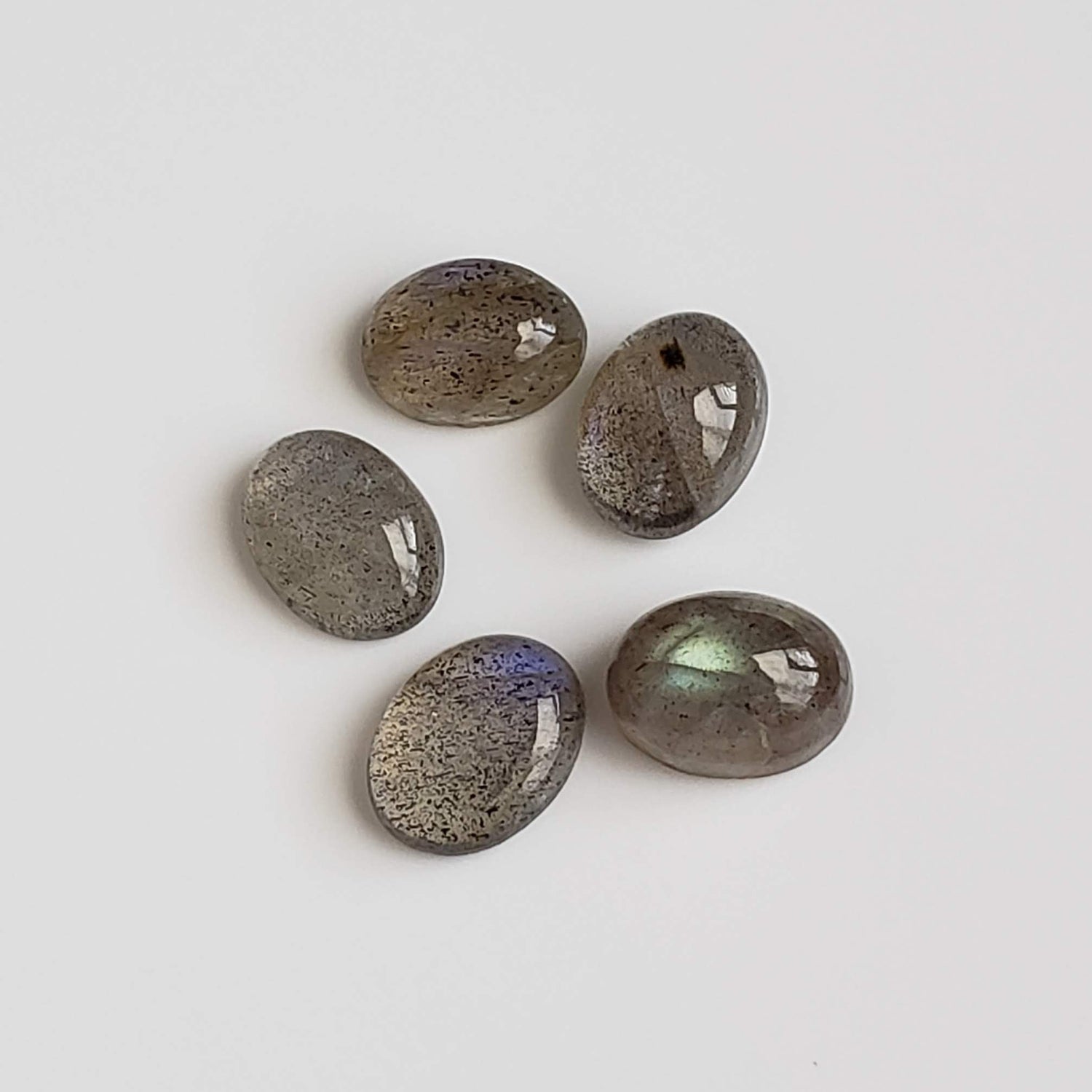  Labradorite | 5 Piece Lot | Oval Cabochon | Natural Gray Rainbow | 6.3tcw 1