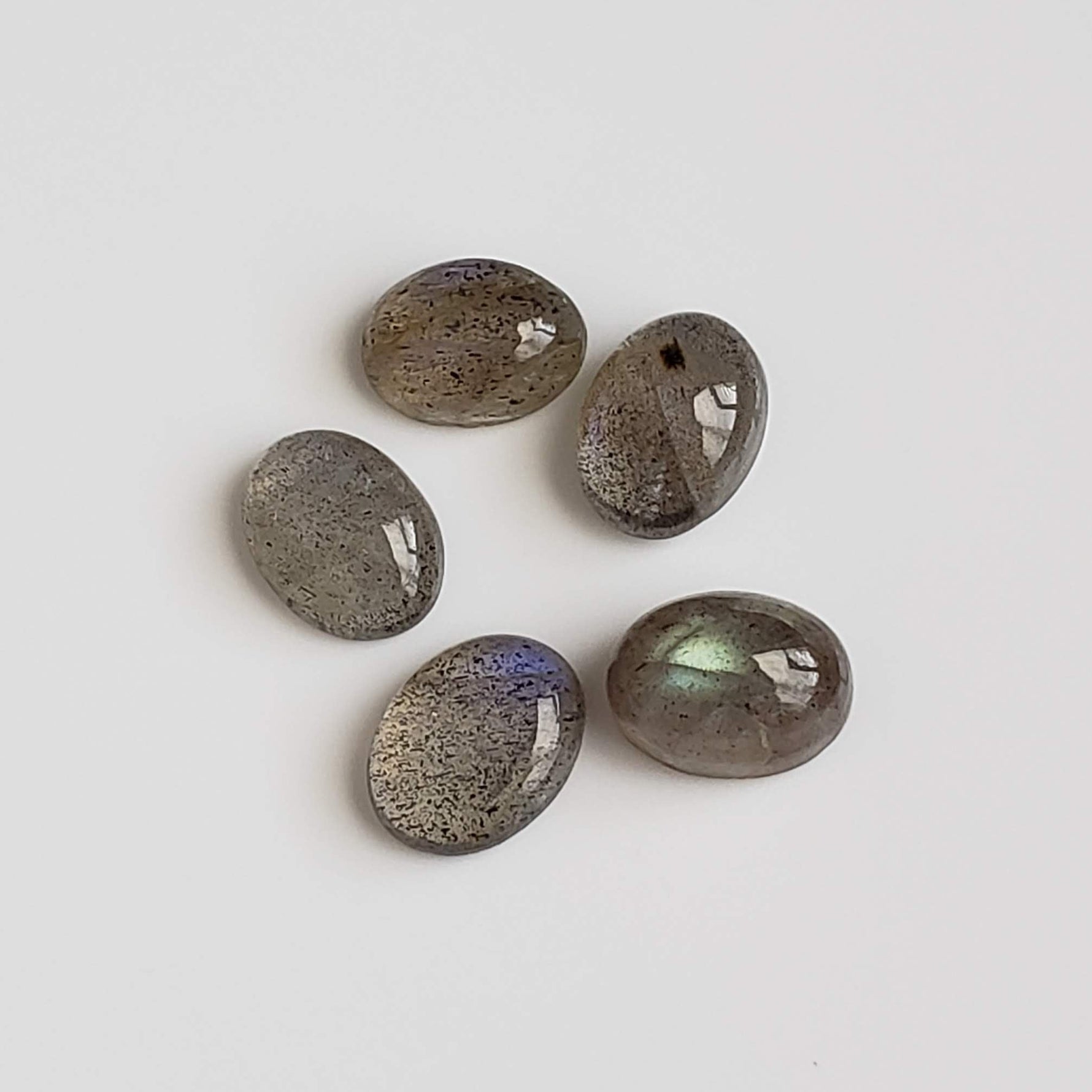  Labradorite | 5 Piece Lot | Oval Cabochon | Natural Gray Rainbow | 6.3tcw 1