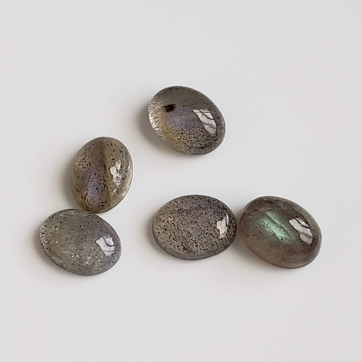  Labradorite | 5 Piece Lot | Oval Cabochon | Natural Gray Rainbow | 6.3tcw 2