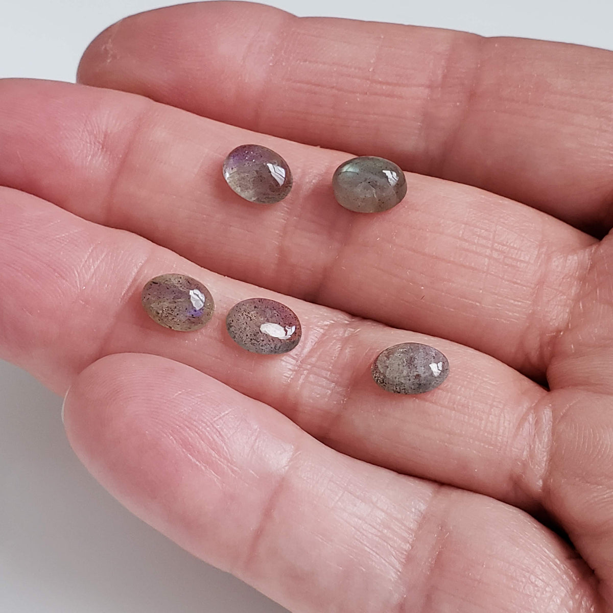  Labradorite | 5 Piece Lot | Oval Cabochon | Natural Gray Rainbow | 6.3tcw 8