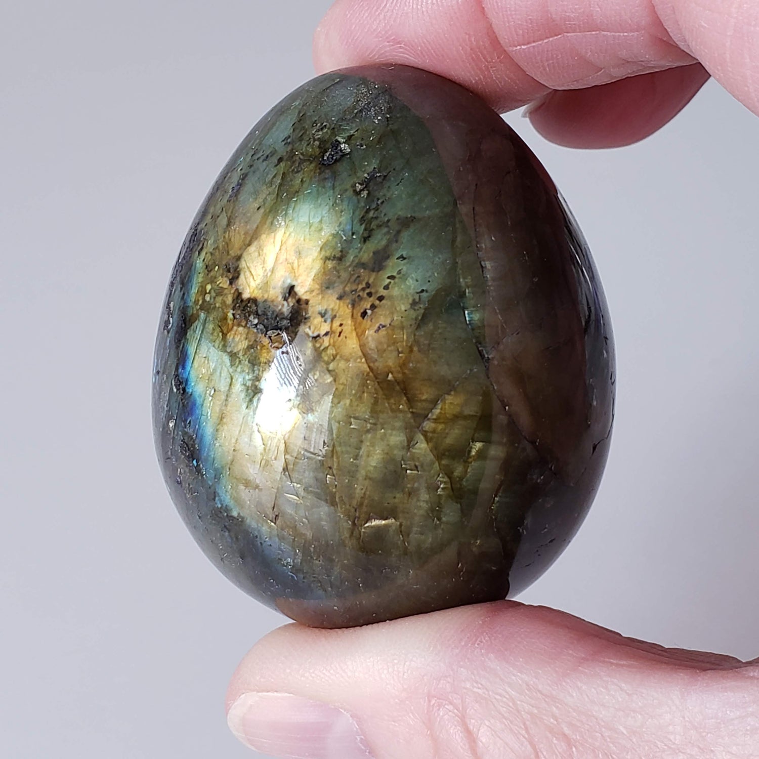  Labradorite Egg | Natural Gray Rainbow | 160 gr | Madagascar 