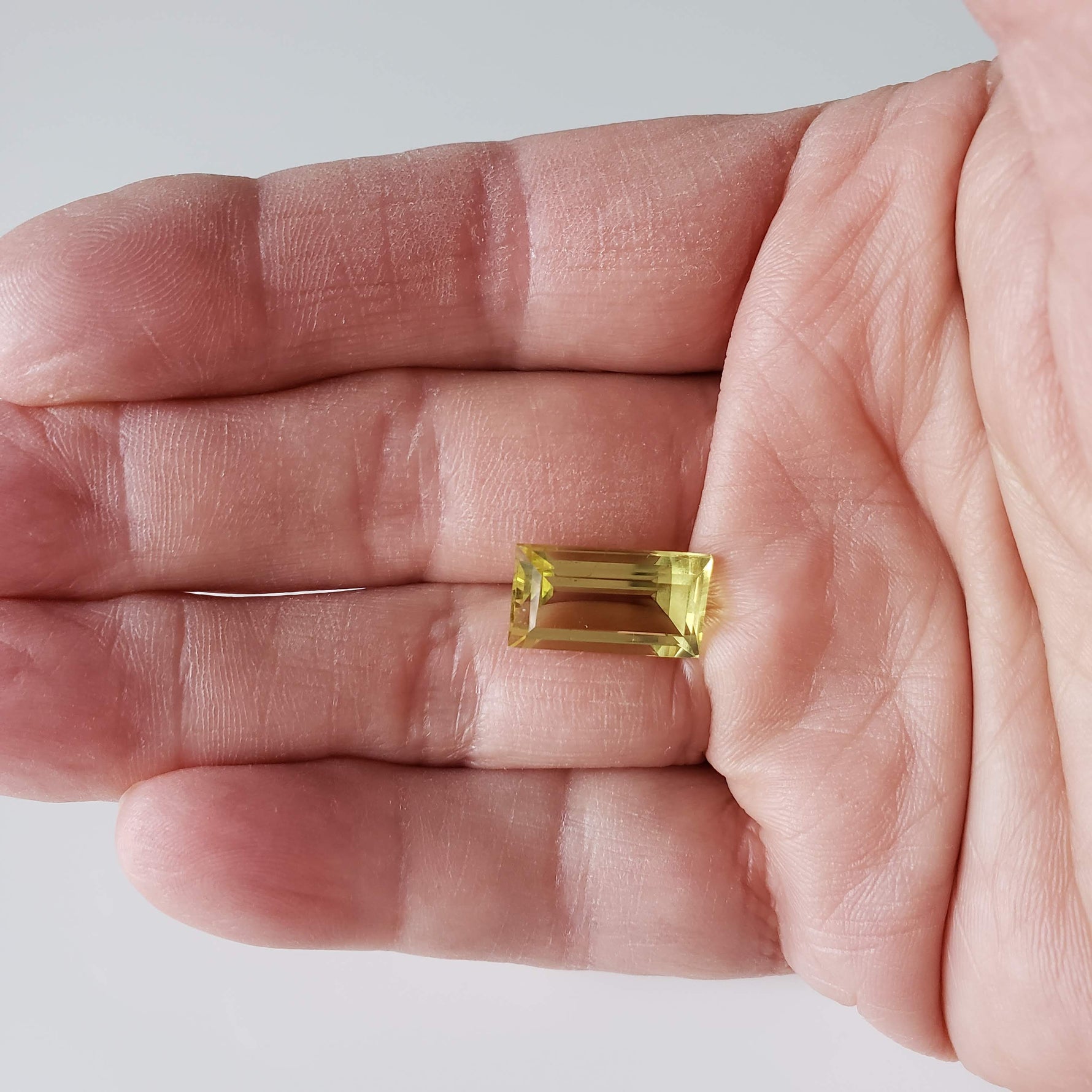  Lemon Quartz | Baguette Cut | Greenish Yellow | 17x9mm 9.0ct 8