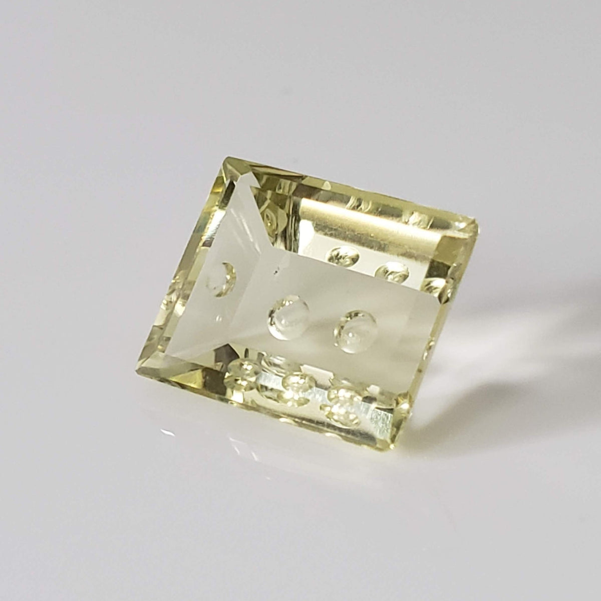  Lemon Quartz | Laser Cut Baguette | Lemon Yellow | 15.5x12.5mm 9.9ct 1