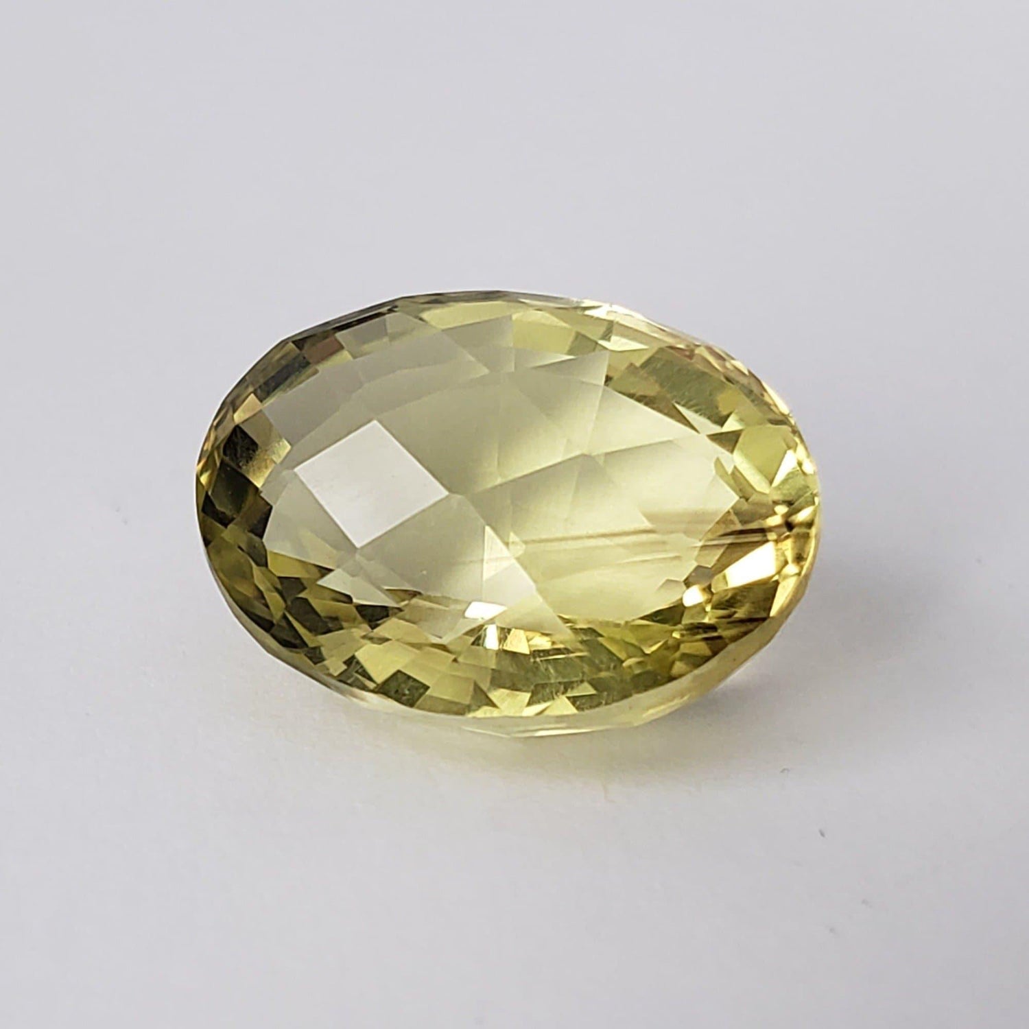  Lemon Quartz | Oval Checkerboard Cut | Lime Green | 16x13mm 11.54ct 