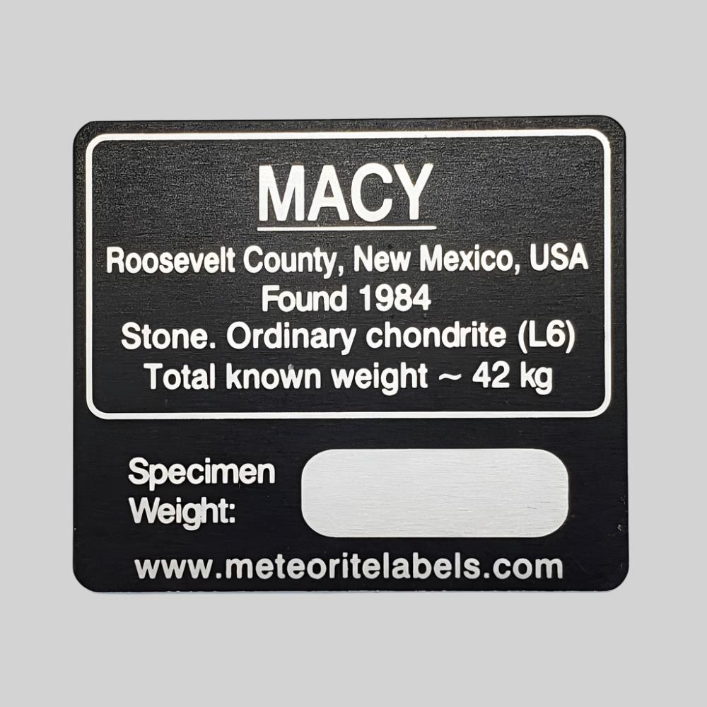  Macy Meteorite | Flat Metal Label 
