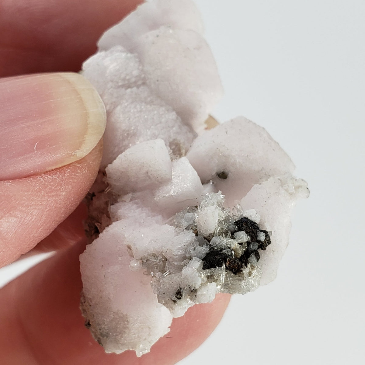  Mangano Calcite with Pyrite Crystal Cluster | 9.83 Grams | Lima, Peru 2