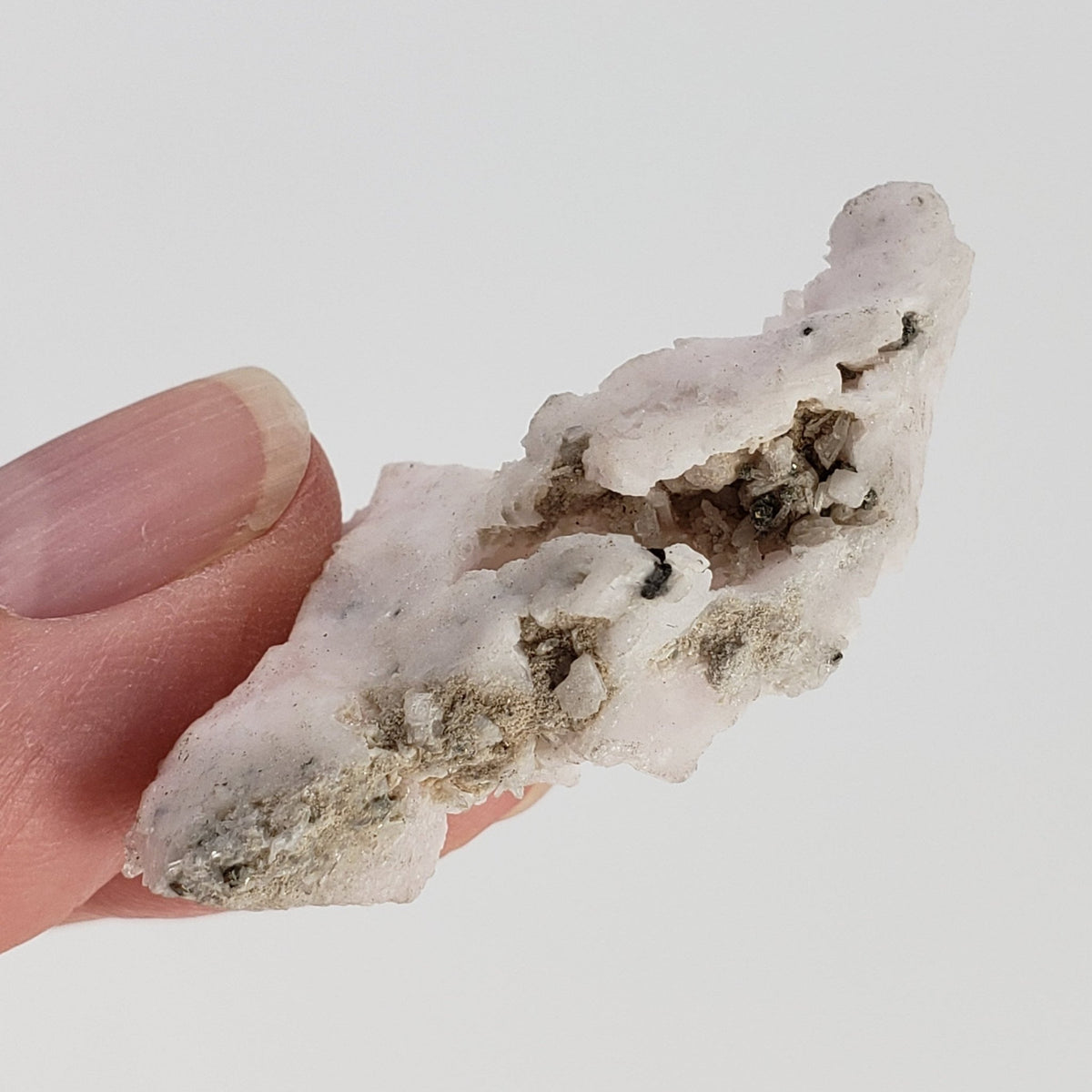  Mangano Calcite with Pyrite Crystal Cluster | 9.83 Grams | Lima, Peru 4
