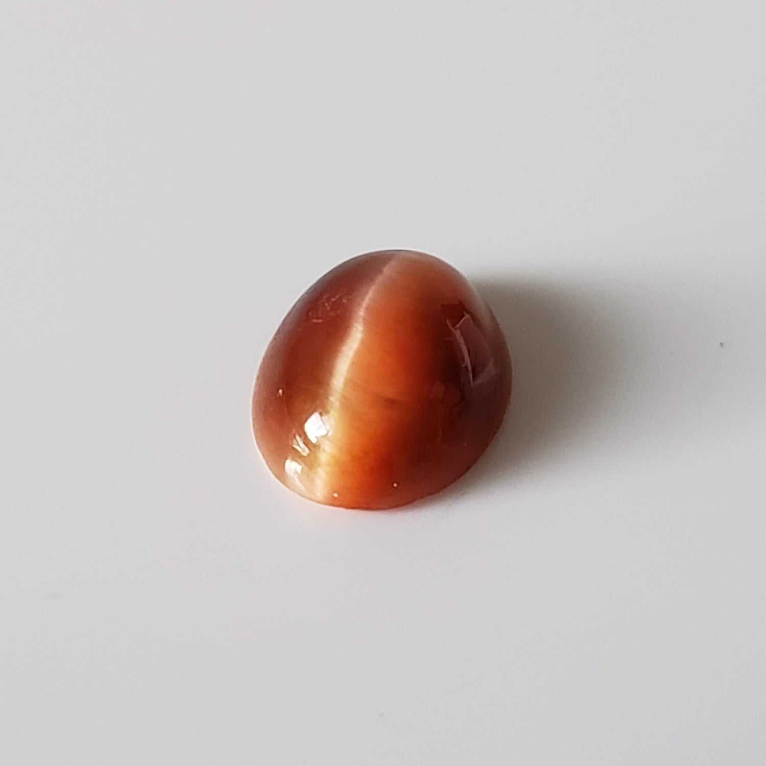  Natural Quartz Cats Eye | Oval Cabochon | Orange | 9x6.7mm | Brazil 1