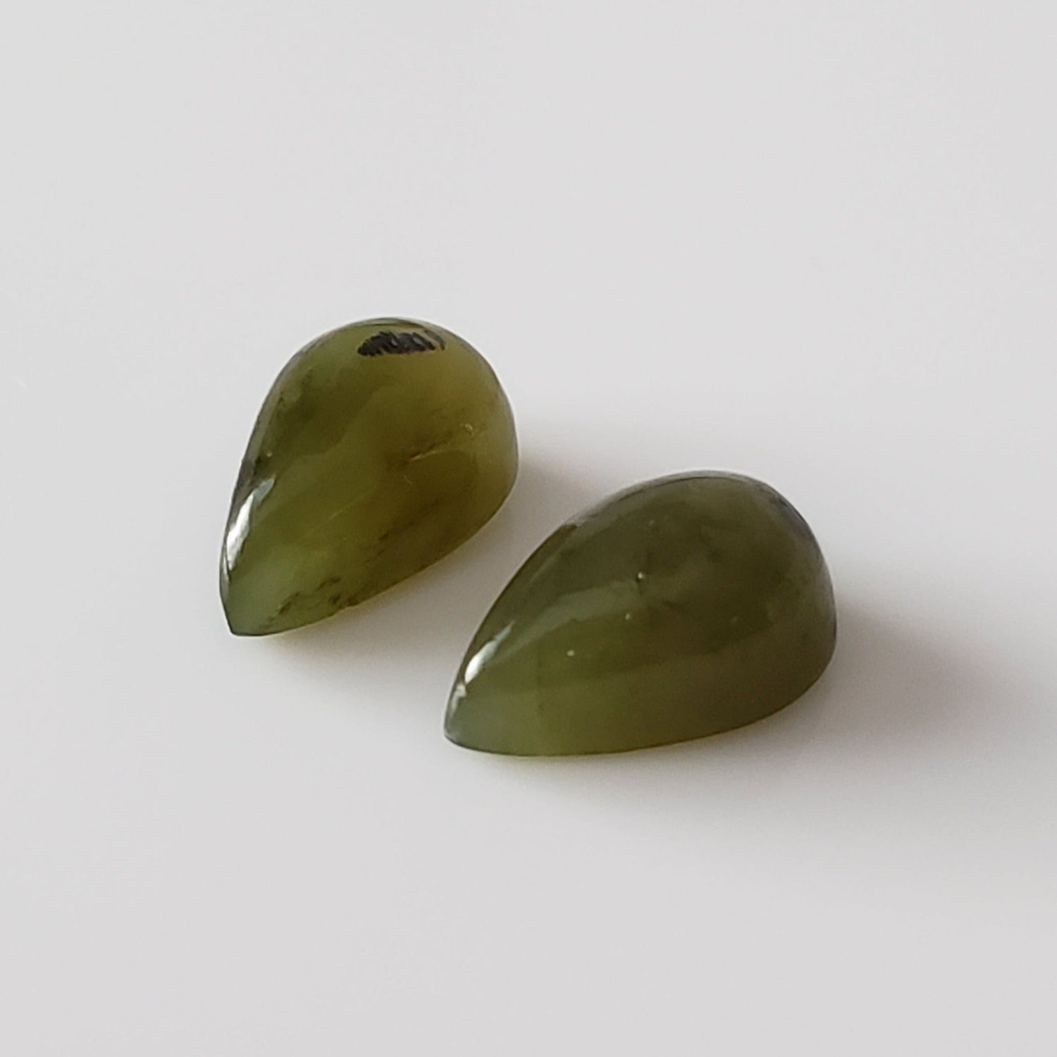  Nephrite Pair | Pear Shape Cabochon | Green | 8x5mm | Canada 