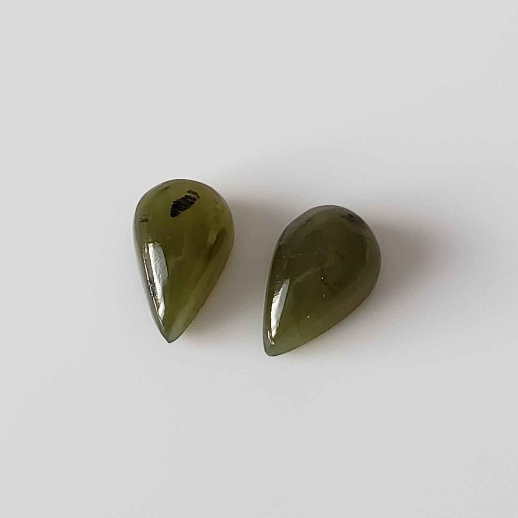  Nephrite Pair | Pear Shape Cabochon | Green | 8x5mm | Canada 2