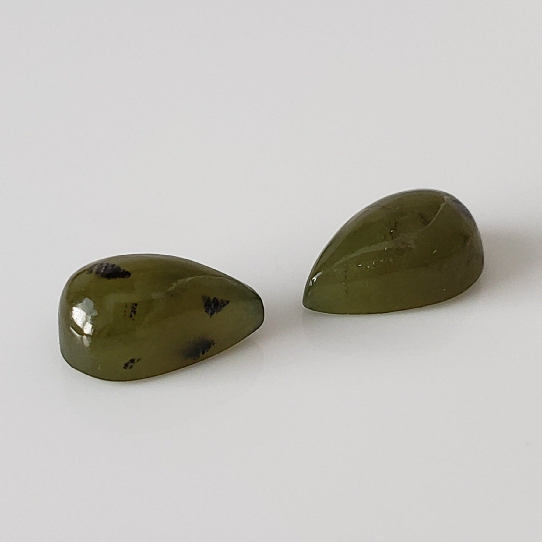  Nephrite Pair | Pear Shape Cabochon | Green | 8x5mm | Canada 3