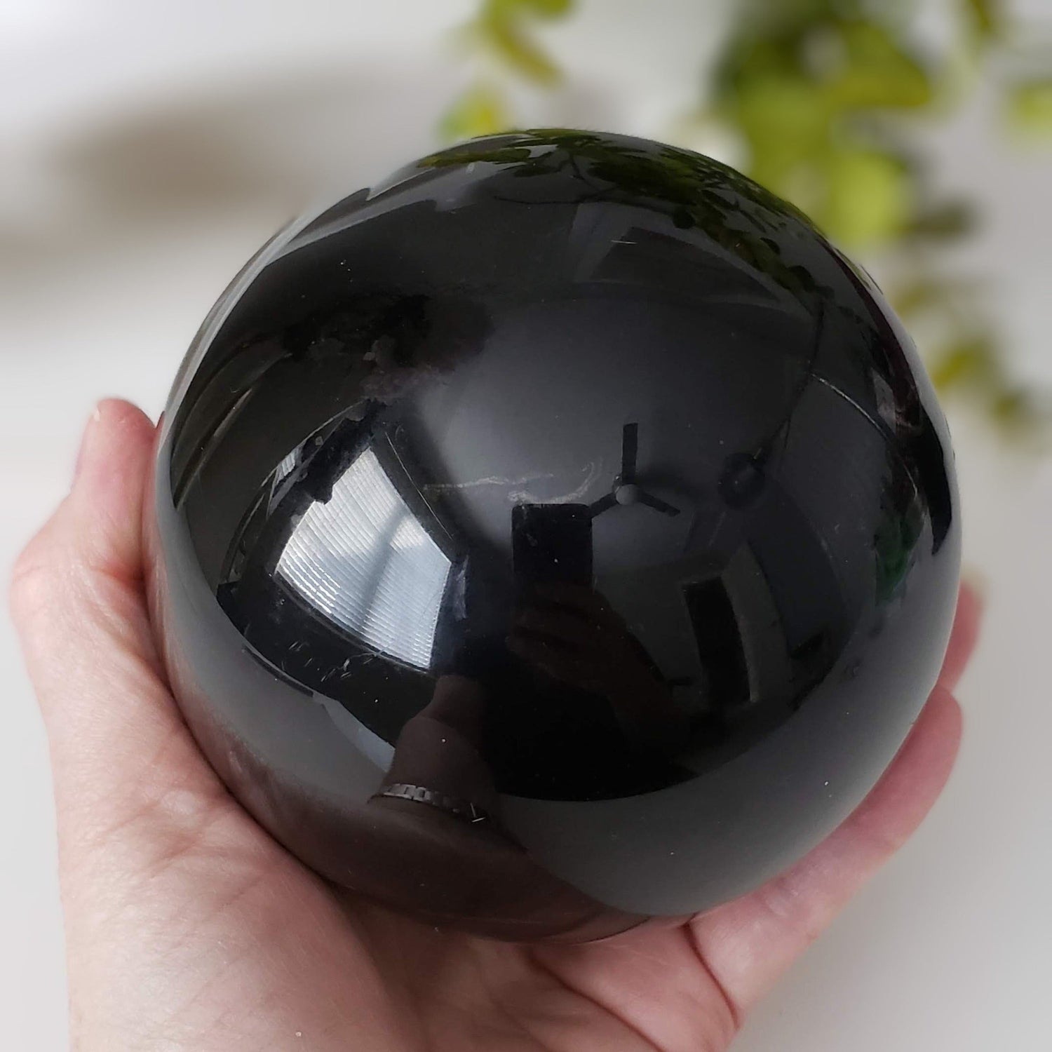  Obsidian Sphere | Classic Natural Black Crystal | Huge 116mm, 4.57 in | 2.186 kg 