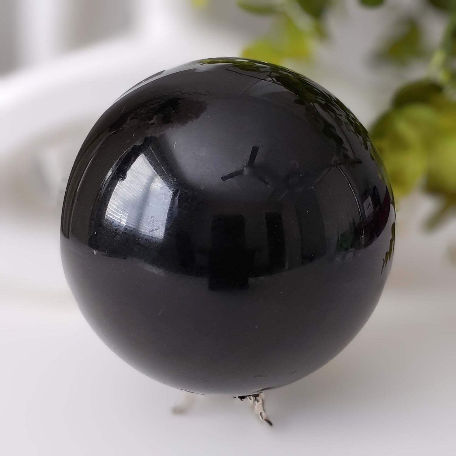 Obsidian Sphere | Classic Natural Black Crystal | Huge 116mm, 4.57 in | 2.186 kg 1