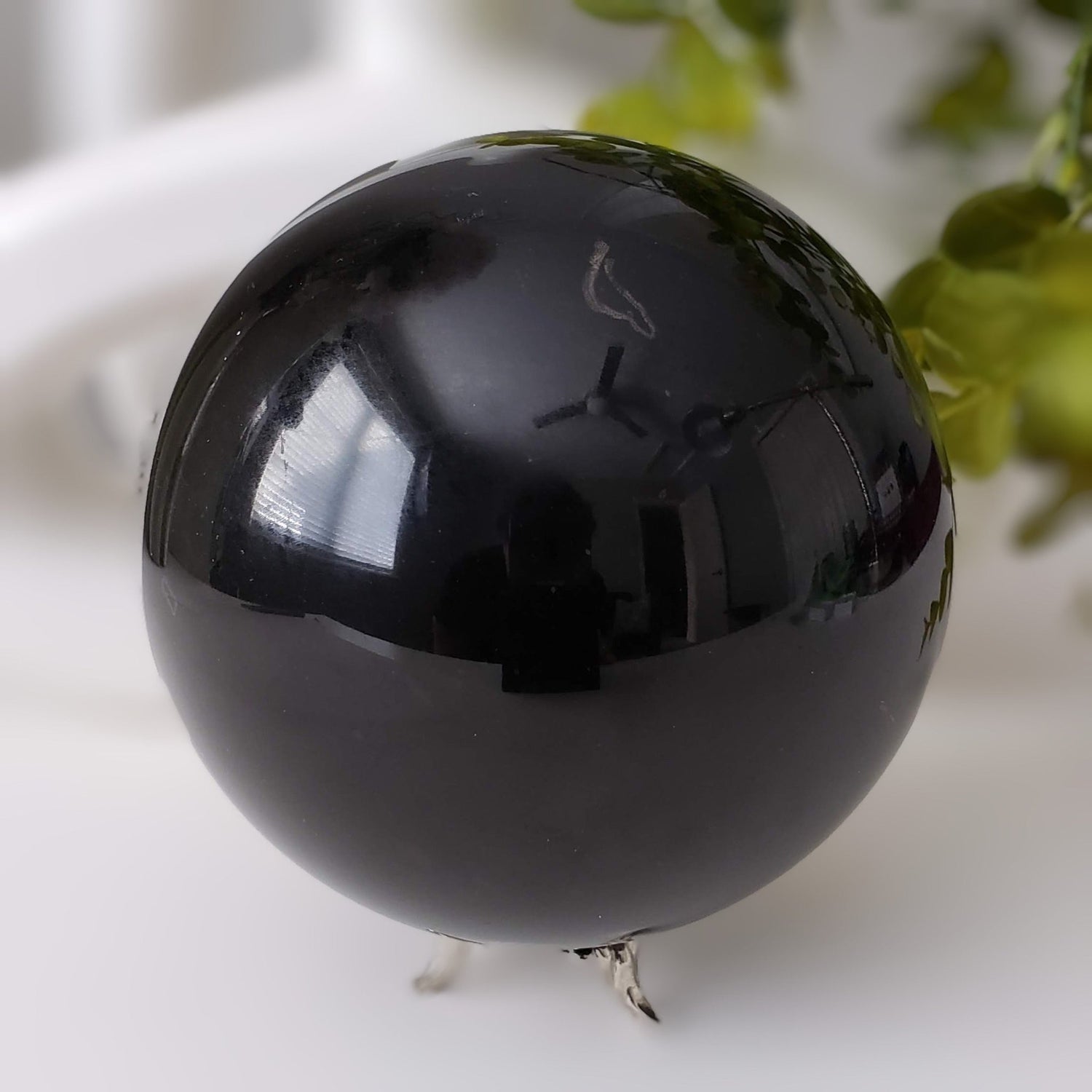  Obsidian Sphere | Classic Natural Black Crystal | Huge 116mm, 4.57 in | 2.186 kg 2